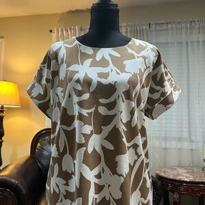MELLODAY Brown and White Floral Blouse